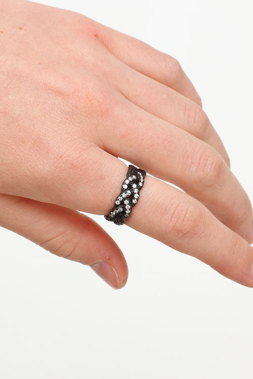 John Hardy Braided Ruthenium & Diamond Ring