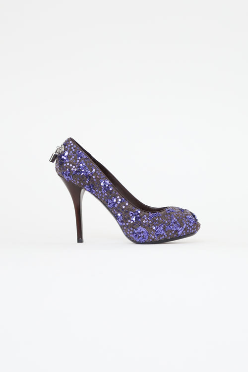 Louis Vuitton Purple & Grey Sequin "Oh Really" Pump