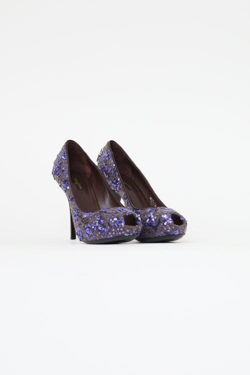 Louis Vuitton Purple & Grey Sequin "Oh Really" Pump