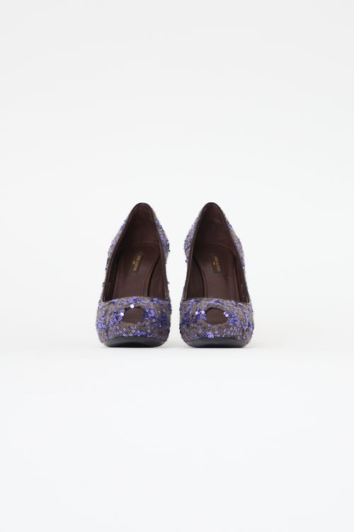 Louis Vuitton Purple & Grey Sequin "Oh Really" Pump