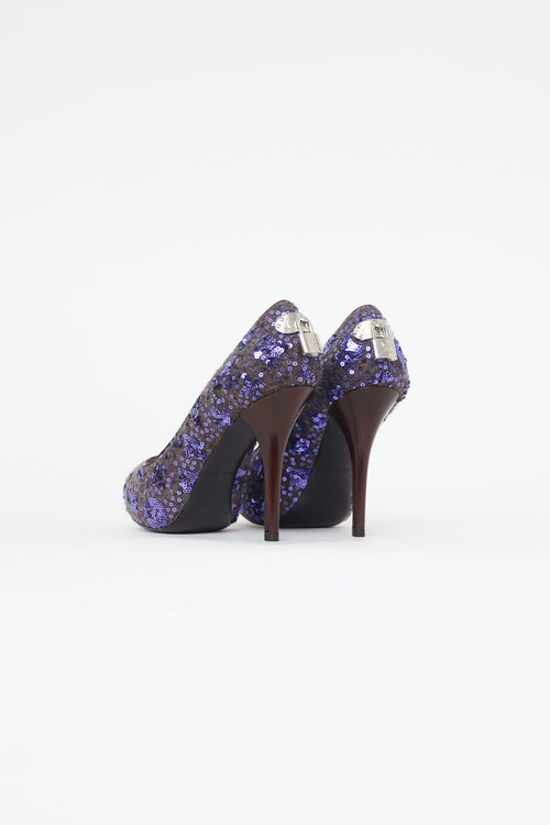 Louis Vuitton Purple & Grey Sequin "Oh Really" Pump
