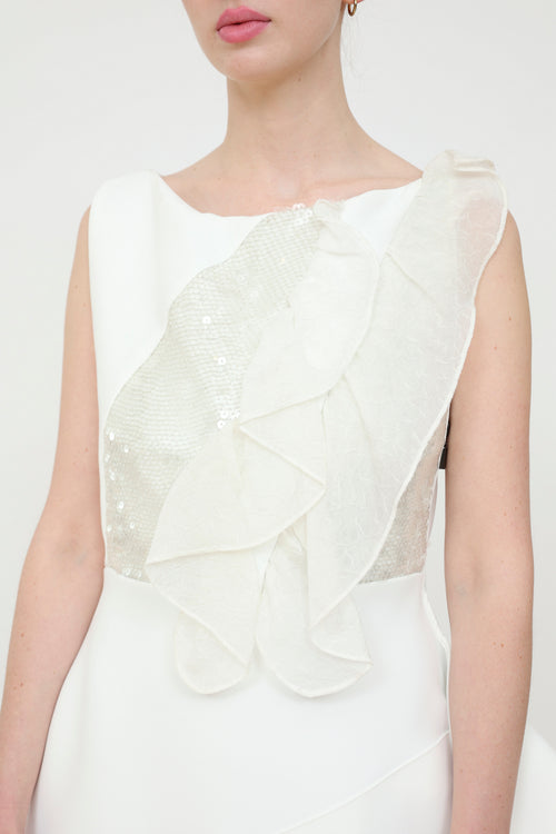 Toni Maticevski //HOLD White Sequin Thrilling Gown - AT DRYCLEANING