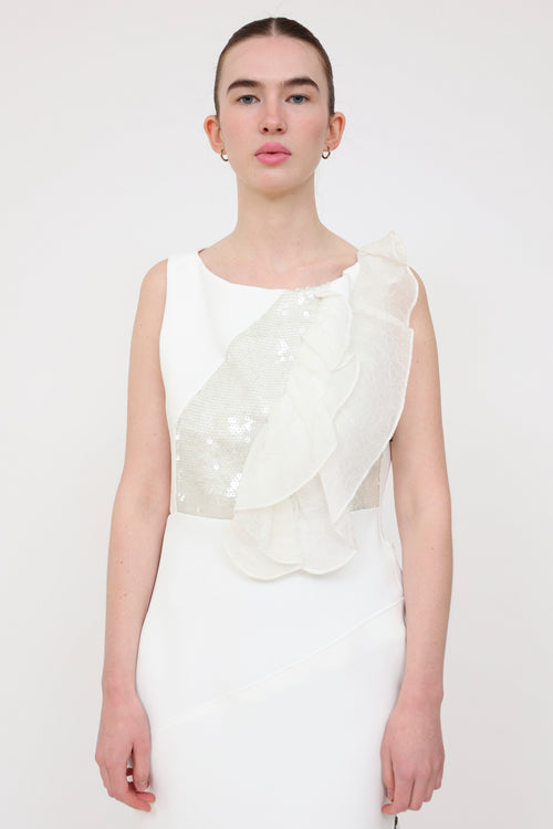 Toni Maticevski White Sequin Thrilling Gown