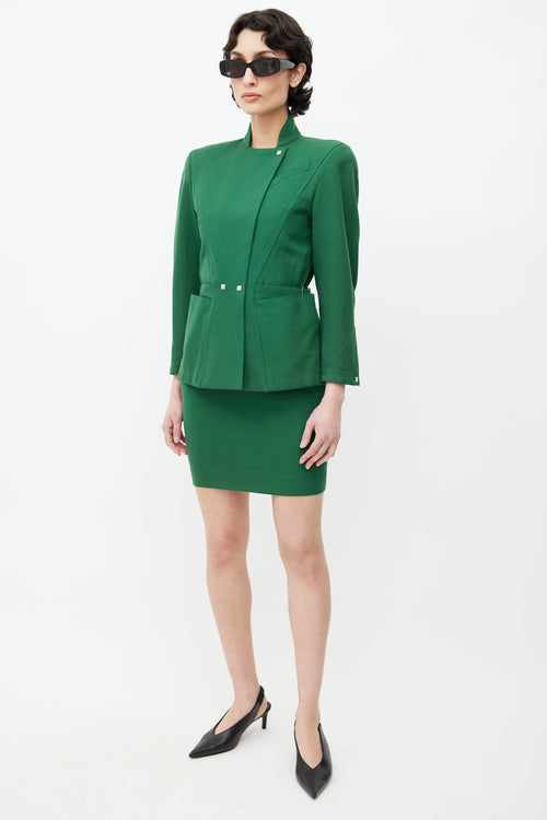 Mugler 1980s Green Blazer & Skirt Suit