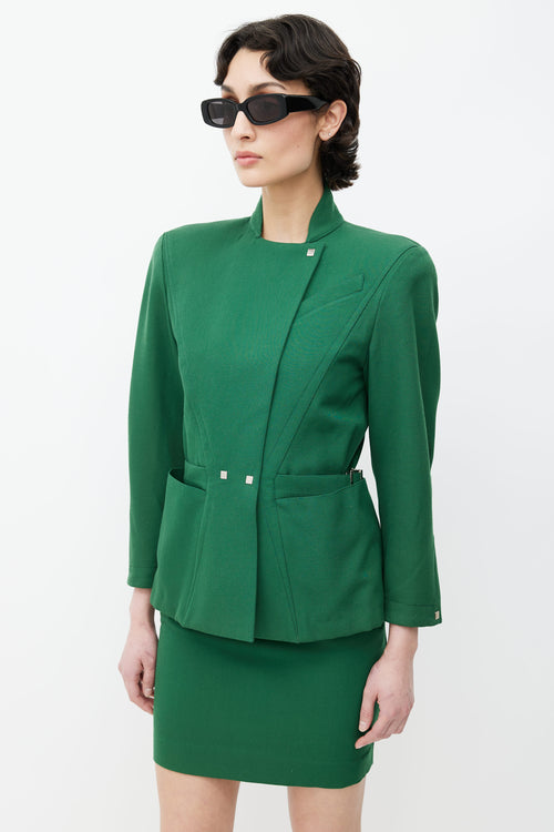 Mugler 1980s Green Blazer & Skirt Suit