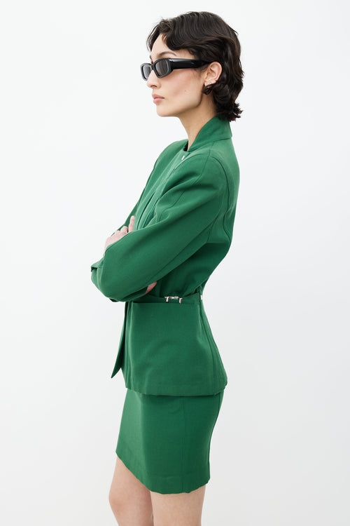 Mugler 1980s Green Blazer & Skirt Suit