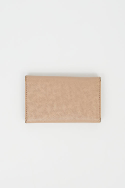 Prada Beige Saffiano Leather Keyholder