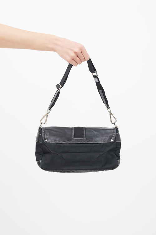 Prada Black Leather & Nylon  Shoulder Bag
