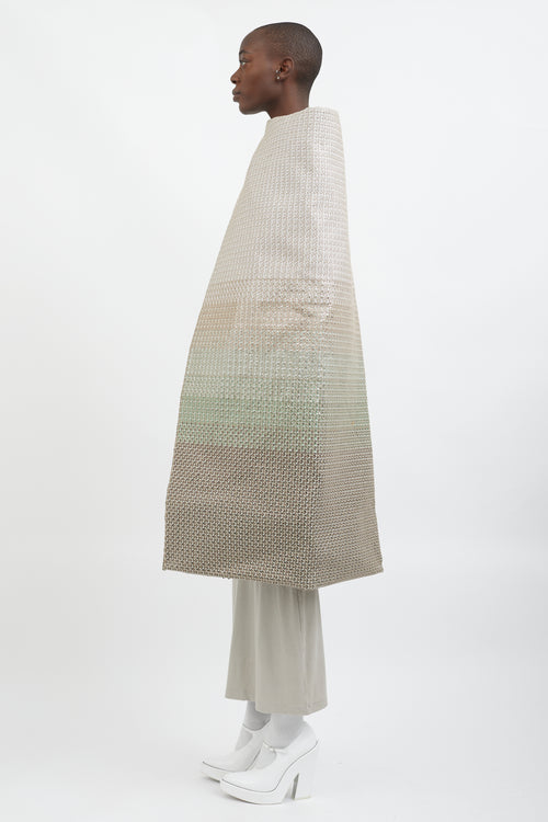 Rick Owens SS18 Grey & White Sequin Asymmetrical Tunic Top