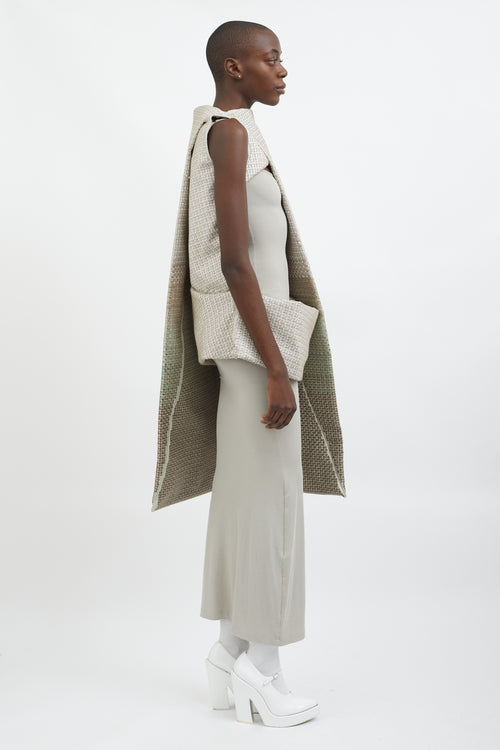 Rick Owens SS18 Grey & White Sequin Asymmetrical Tunic Top
