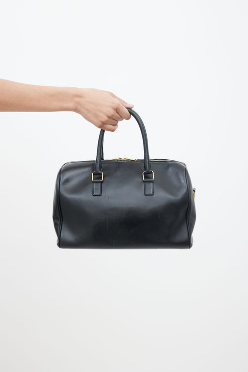 Saint Laurent Black & White Leather Speedy 30 Bag