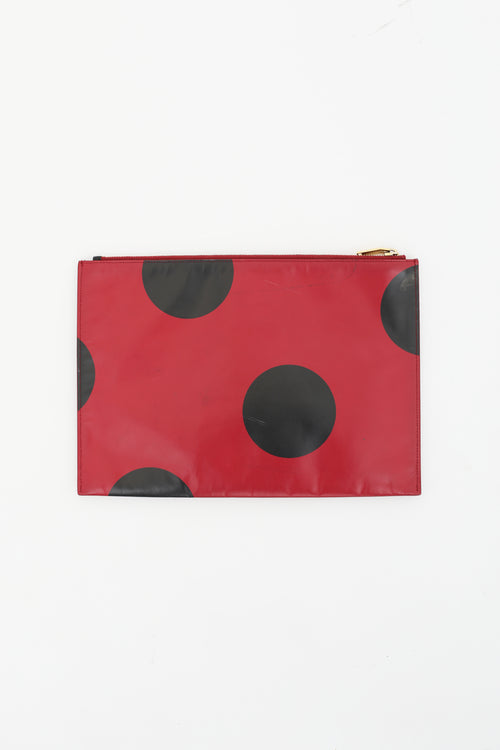 Saint Laurent Red & Black Large Dot Zipped Pouch