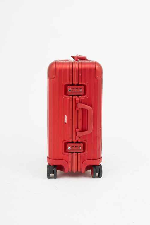 Rimowa x Supreme 45L Red & White Logo Hard Case Topas Luggage