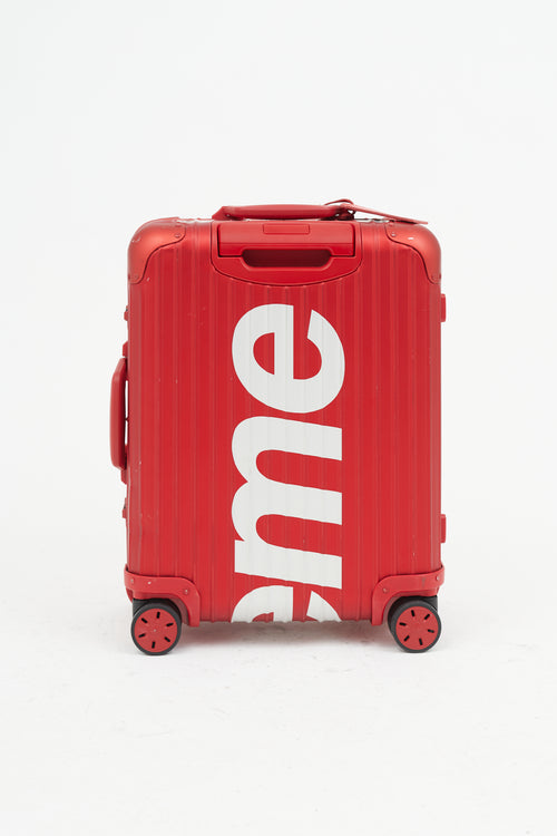 Rimowa x Supreme 45L Red & White Logo Hard Case Topas Luggage