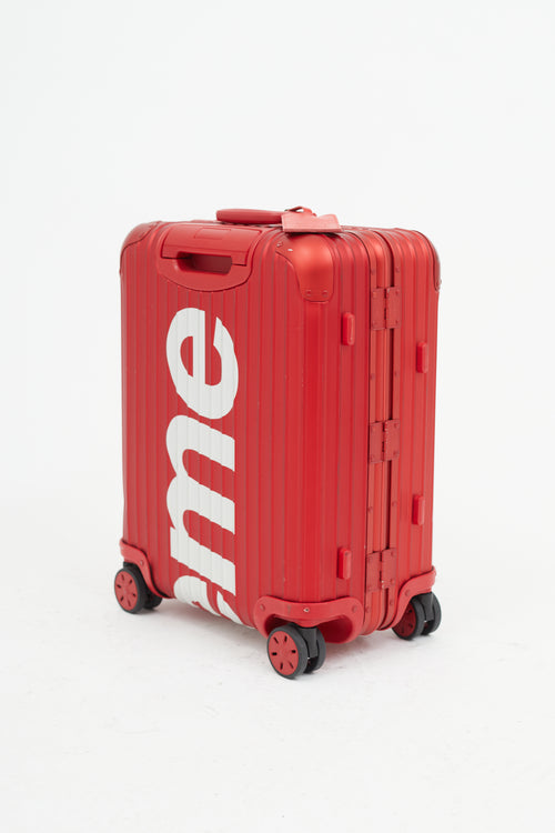 Rimowa x Supreme 45L Red & White Logo Hard Case Topas Luggage