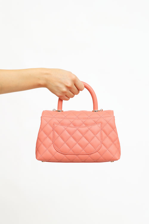 Chanel 2022 Pink Caviar Coco Top Handle Bag