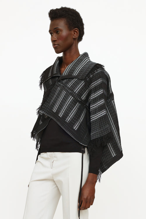 Issey Miyake Black & Grey Pleated Fringe Jacket