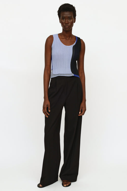 Issey Miyake Navy & Blue Pleated Top