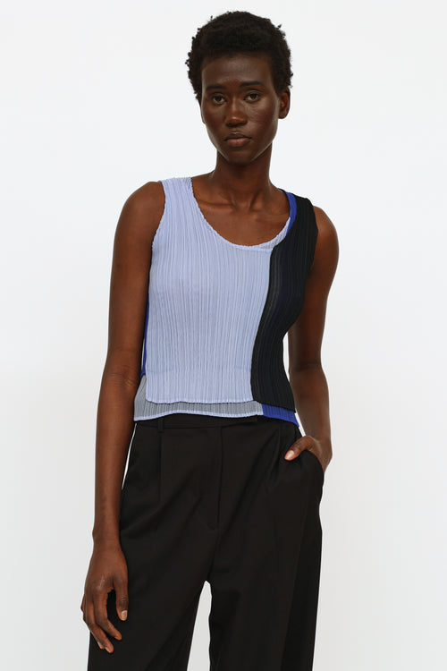 Issey Miyake Navy & Blue Pleated Top