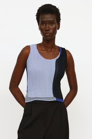 Issey Miyake Navy & Blue Pleated Top