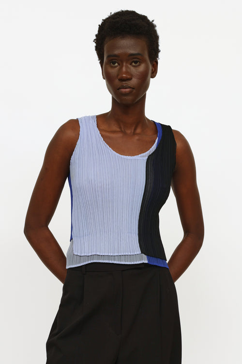 Issey Miyake Navy & Blue Pleated Top