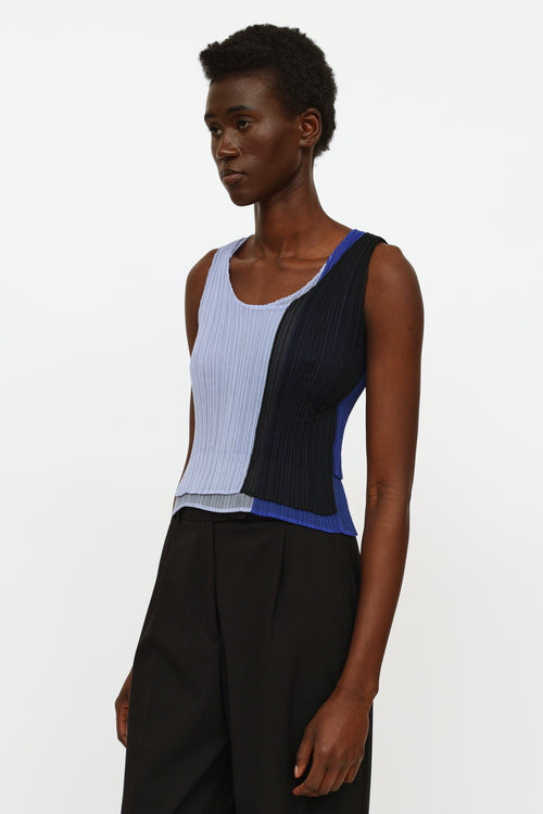Issey Miyake Navy & Blue Pleated Top