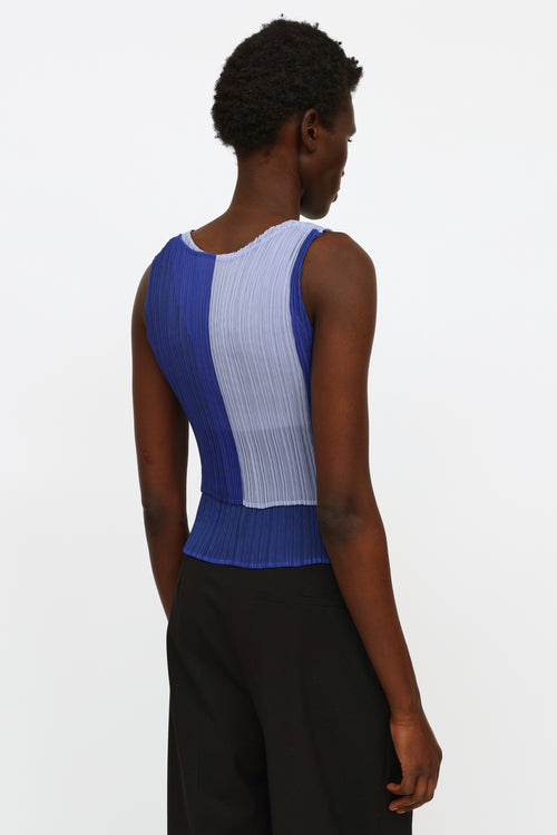 Issey Miyake Navy & Blue Pleated Top