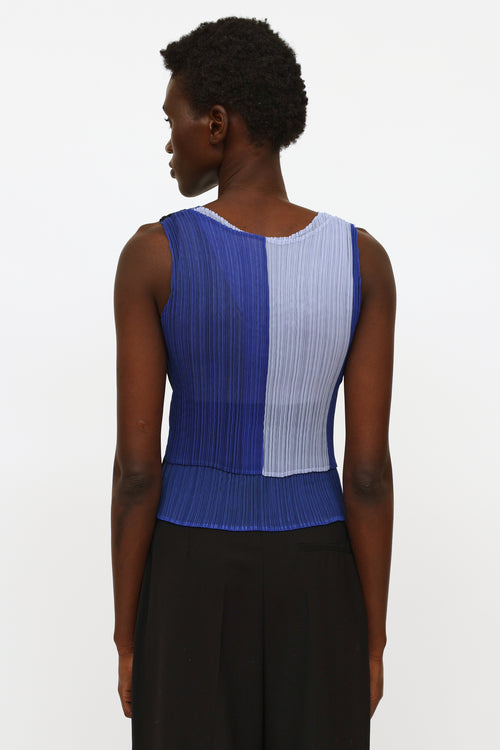 Issey Miyake Navy & Blue Pleated Top