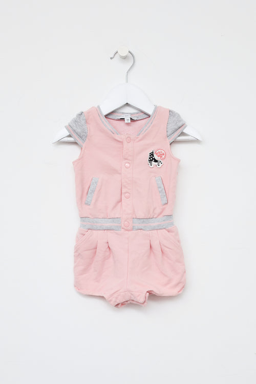 Marc Jacobs Kids Pink & Grey Jersey Romper