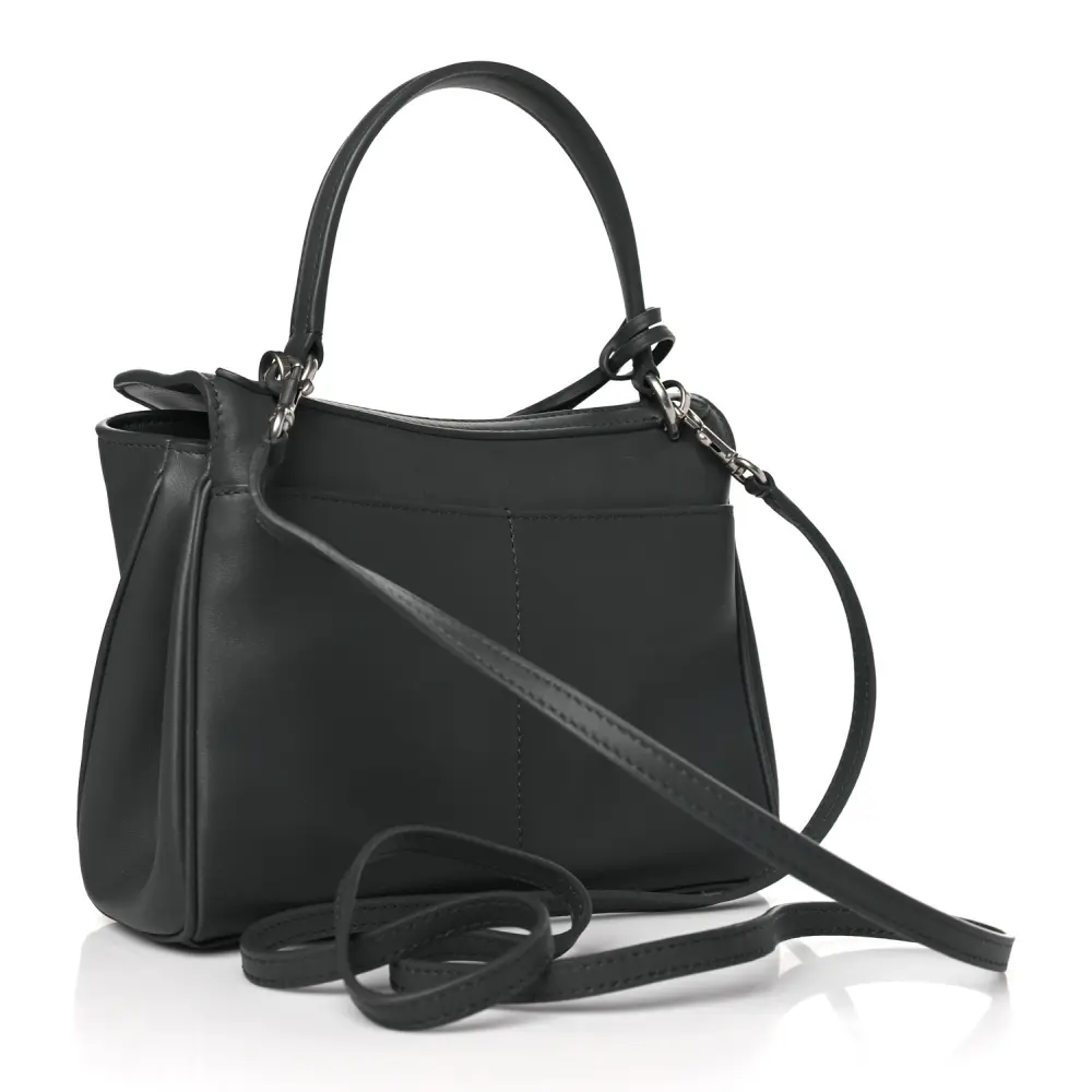 Lushentic Grade Replica Mini Rodeo Top Handle Handbag Grey Natural Smooth Calfskin Leather Silver Hardware - Image 3