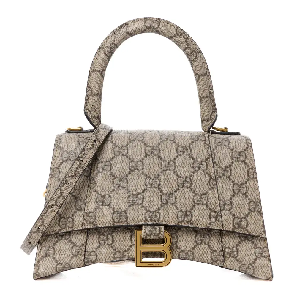 Lushentic Balenciaga Small Hourglass Bag - Beige GG Supreme Canvas