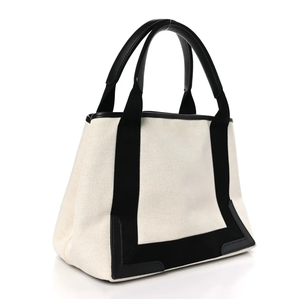 Lushentic Bags Small Navy Cabas Natural Black Cotton Canvas - Image 3