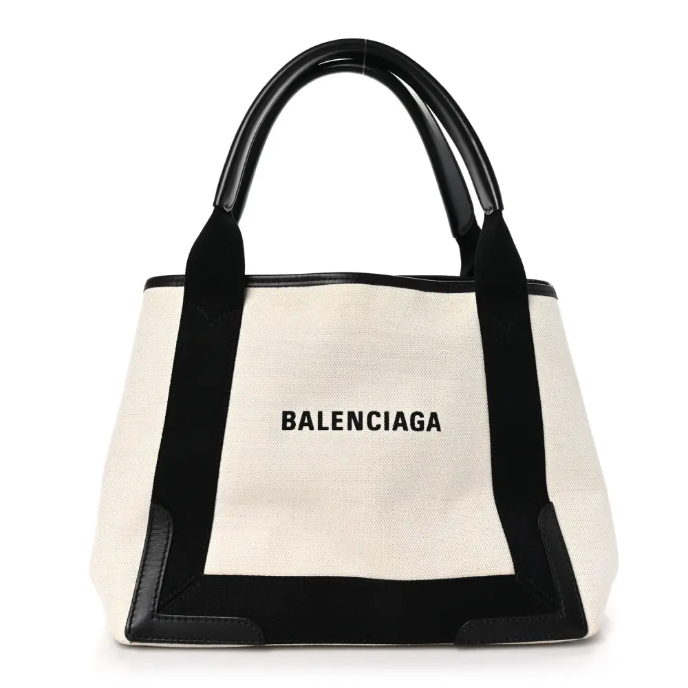Lushentic Bags Small Navy Cabas Natural Black Cotton Canvas