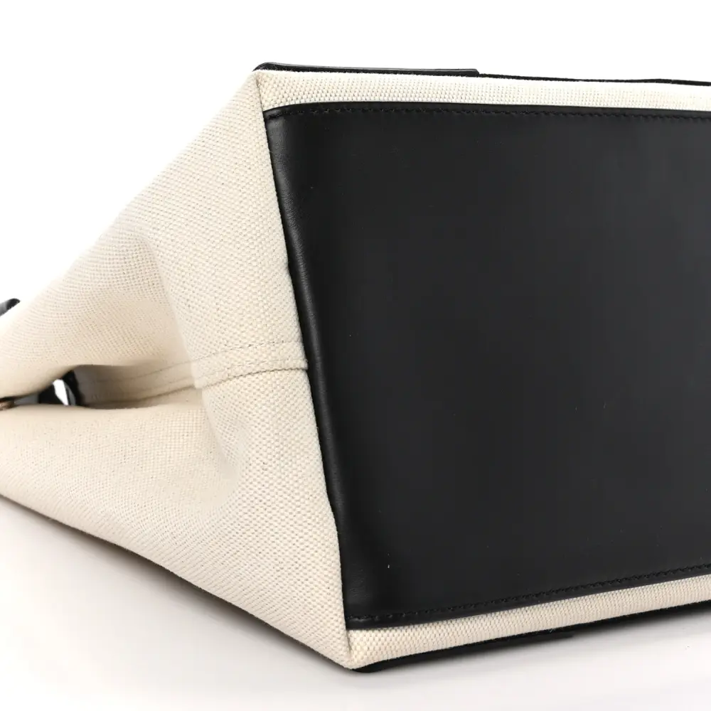 Lushentic Bags Small Navy Cabas Natural Black Cotton Canvas - Image 4