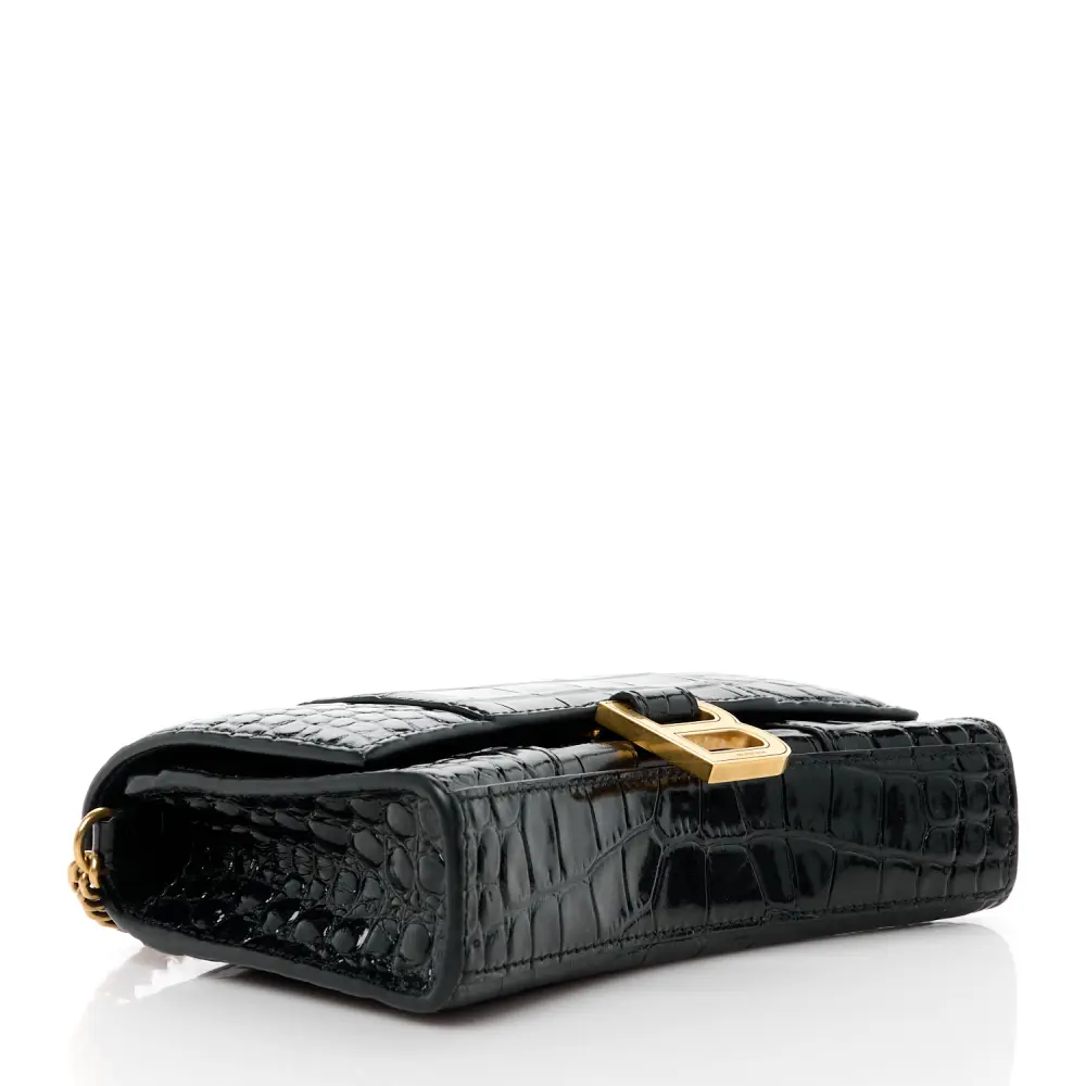 Lushentic Replica Handbags XS Hourglass Chain Bag Black Crocodile Design - Image 6