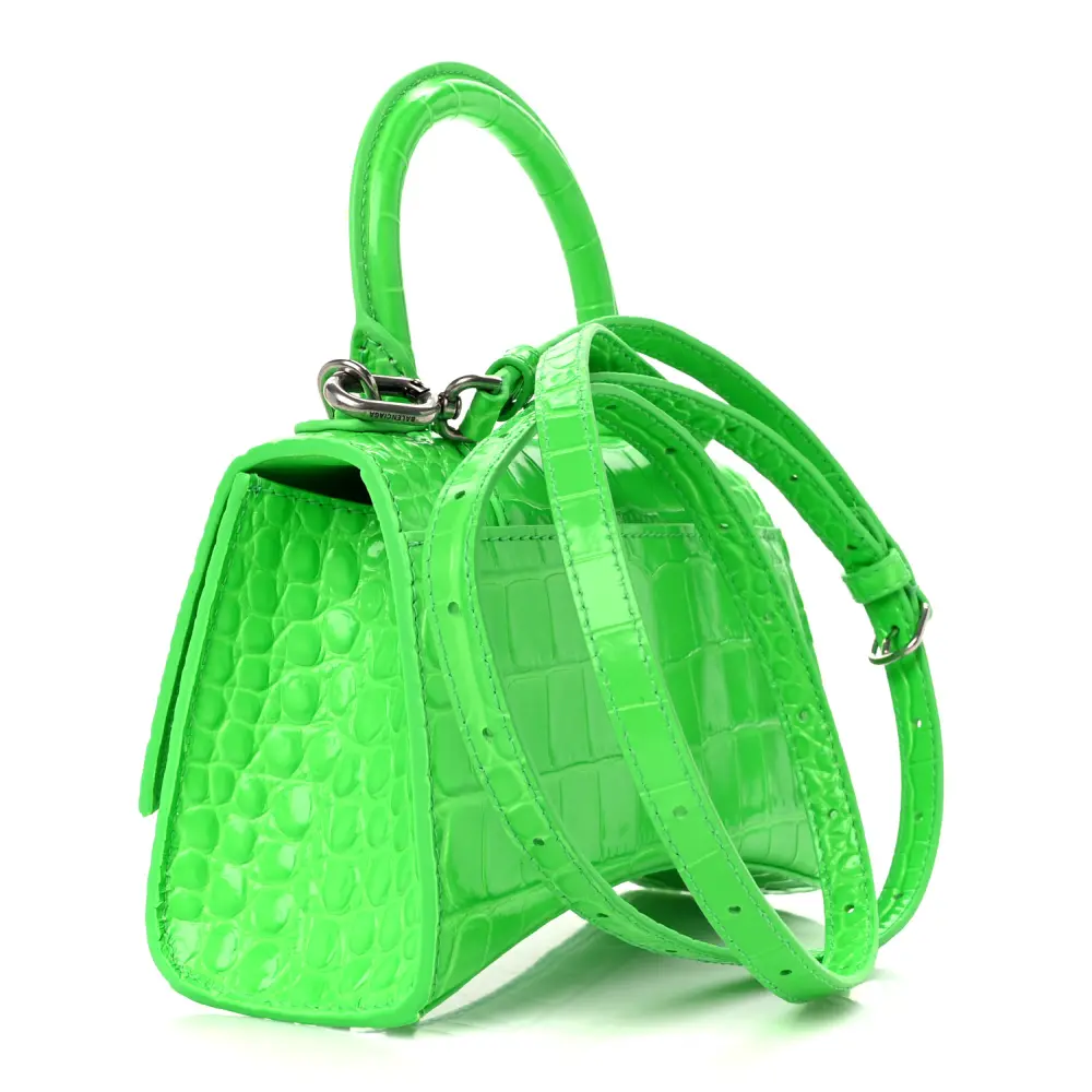 Lushentic XS Hourglass Top Handle Bag in Fluo Green Strass - Image 3