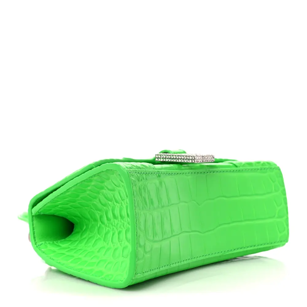 Lushentic XS Hourglass Top Handle Bag in Fluo Green Strass - Image 6