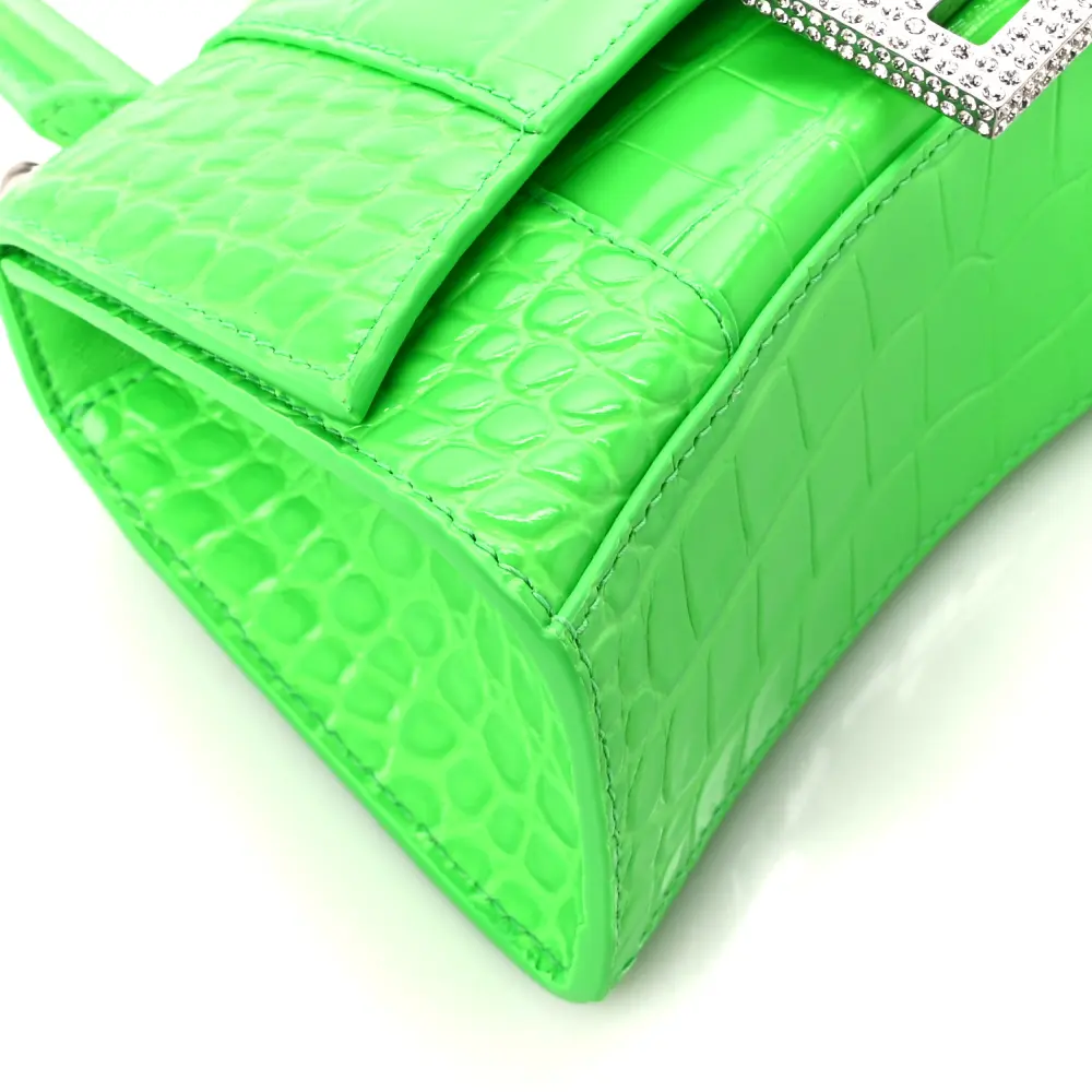 Lushentic XS Hourglass Top Handle Bag in Fluo Green Strass - Image 5