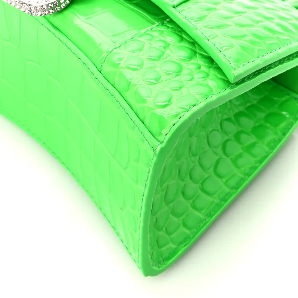 Lushentic XS Hourglass Top Handle Bag in Fluo Green Strass - Image 4