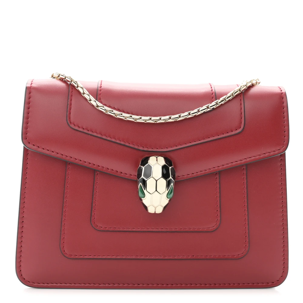 Lushentic Bvlgari Mini Serpenti Forever Crossbody Bag Red Calfskin Leather Gold Hardware Front