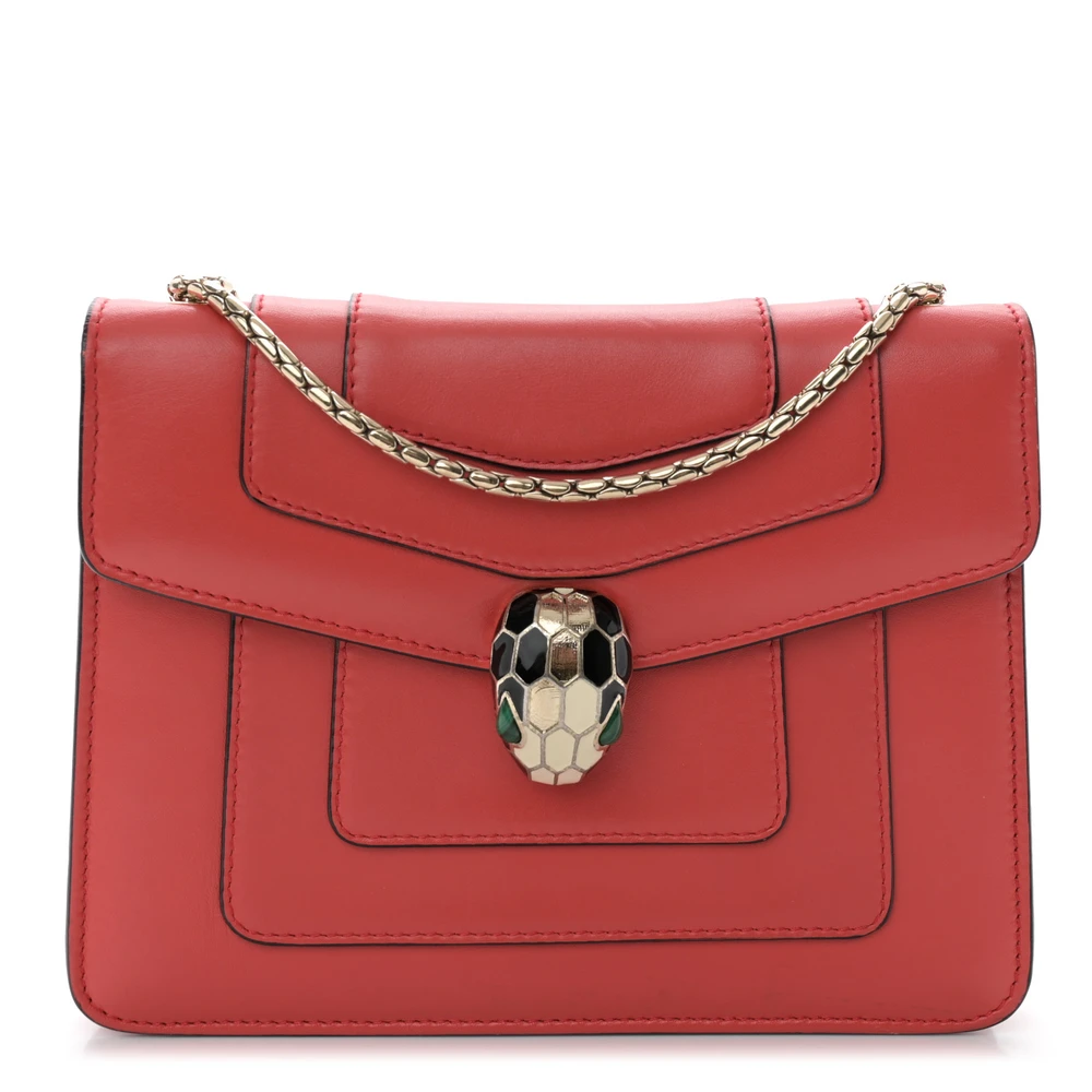 Lushentic Bvlgari Mini Serpenti Forever Crossbody Bag Red Calfskin Leather Gold Hardware Front