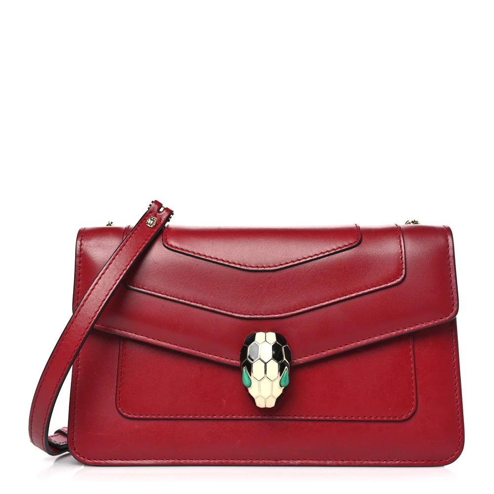 Lushentic Bvlgari Mini Serpenti Forever Crossbody Bag Ruby Red Calfskin Leather Gold Hardware Front