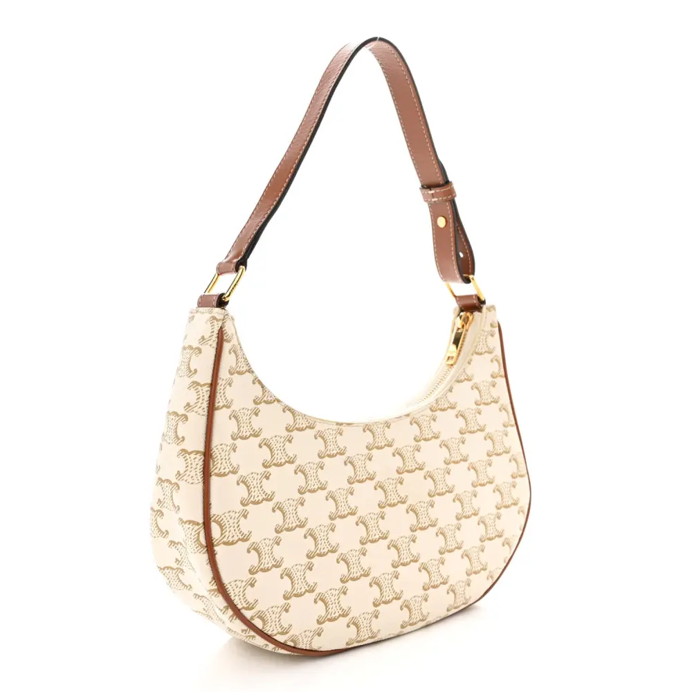 Lushentic Bags Medium Ava Triomphe Shoulder Bag - White Canvas - Image 3