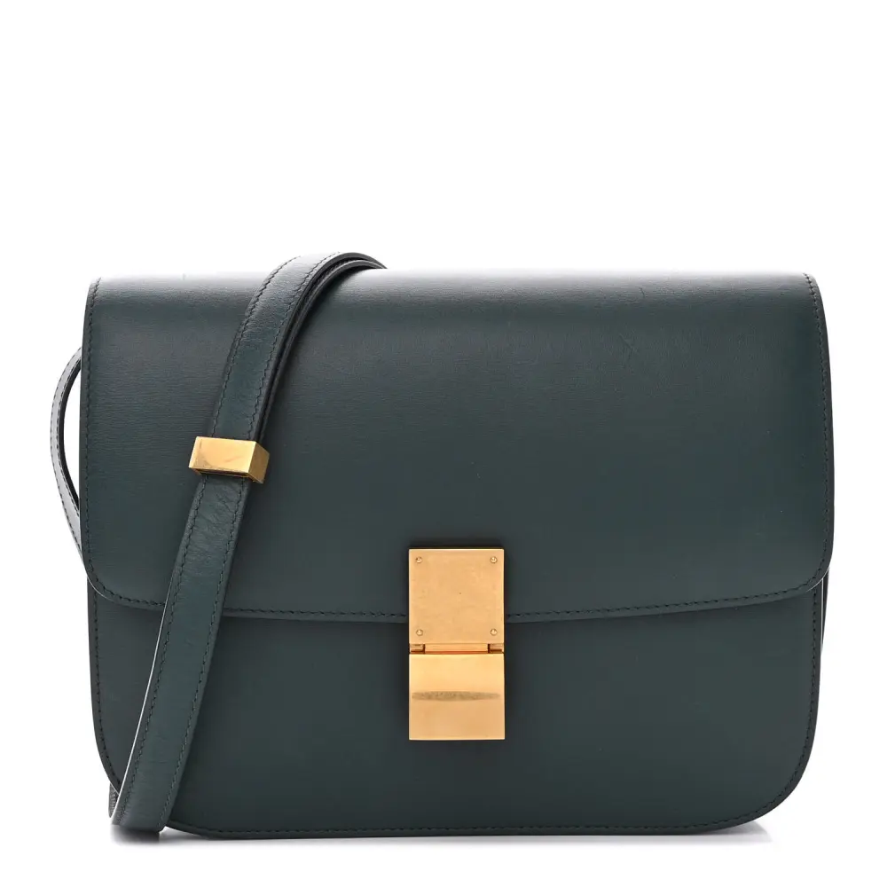 Lushentic Celine Medium Classic Box Flap Bag Amazone Box Calfskin Leather Front