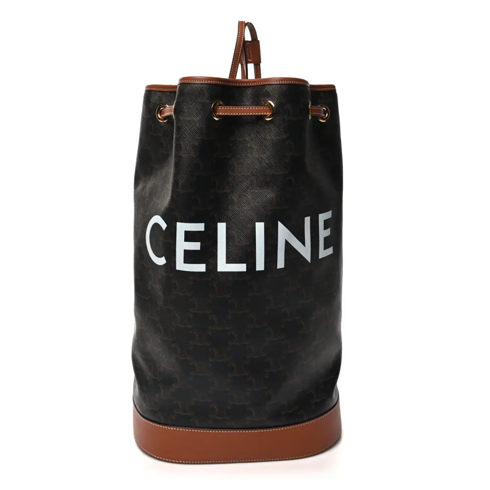 Lushentic Celine Medium Sailor Bag Tan Triomphe Canvas Calfskin Leather Front