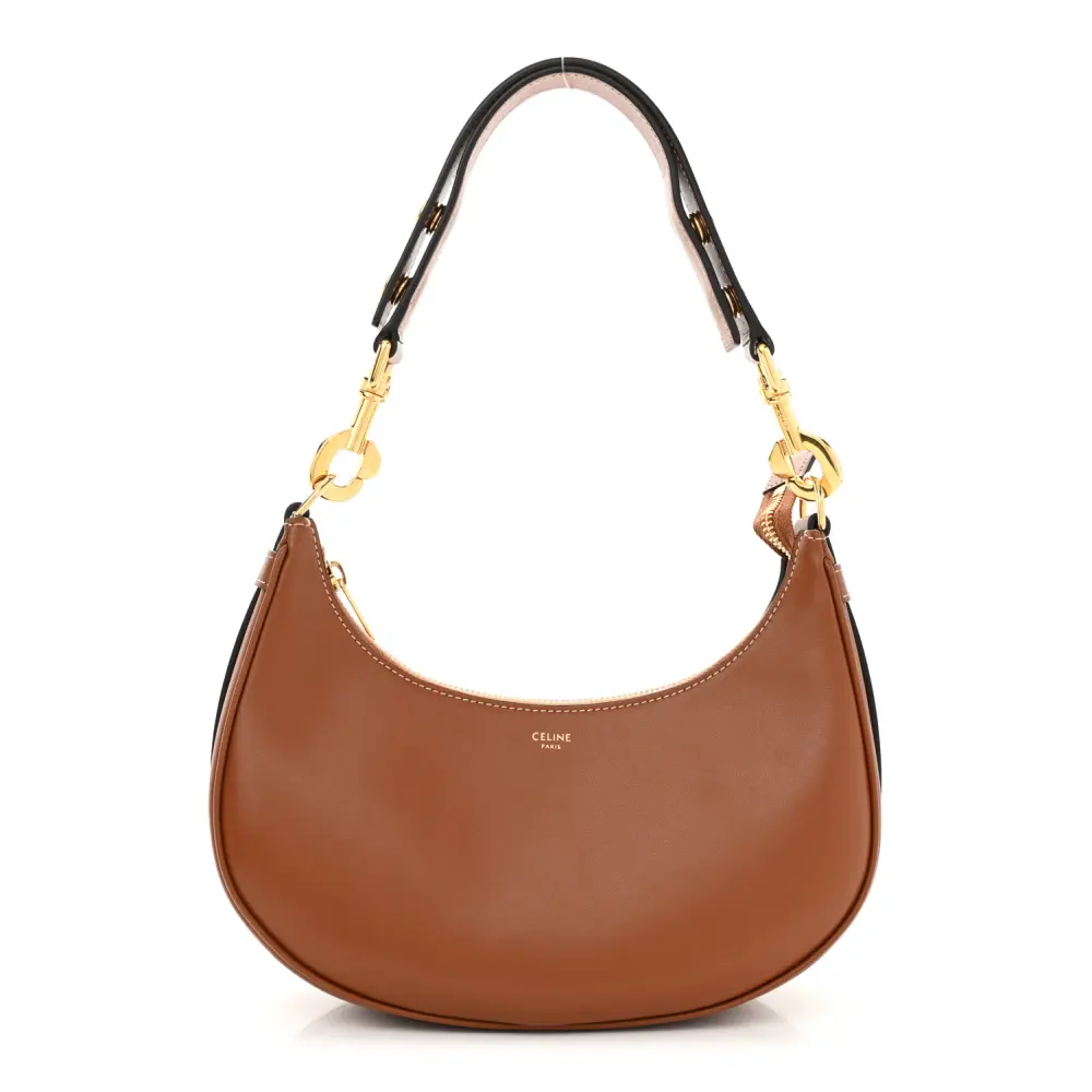 Lushentic Celine Medium Strap Ava Shoulder Bag Tan Smooth Calfskin Leather Gold Hardware Front