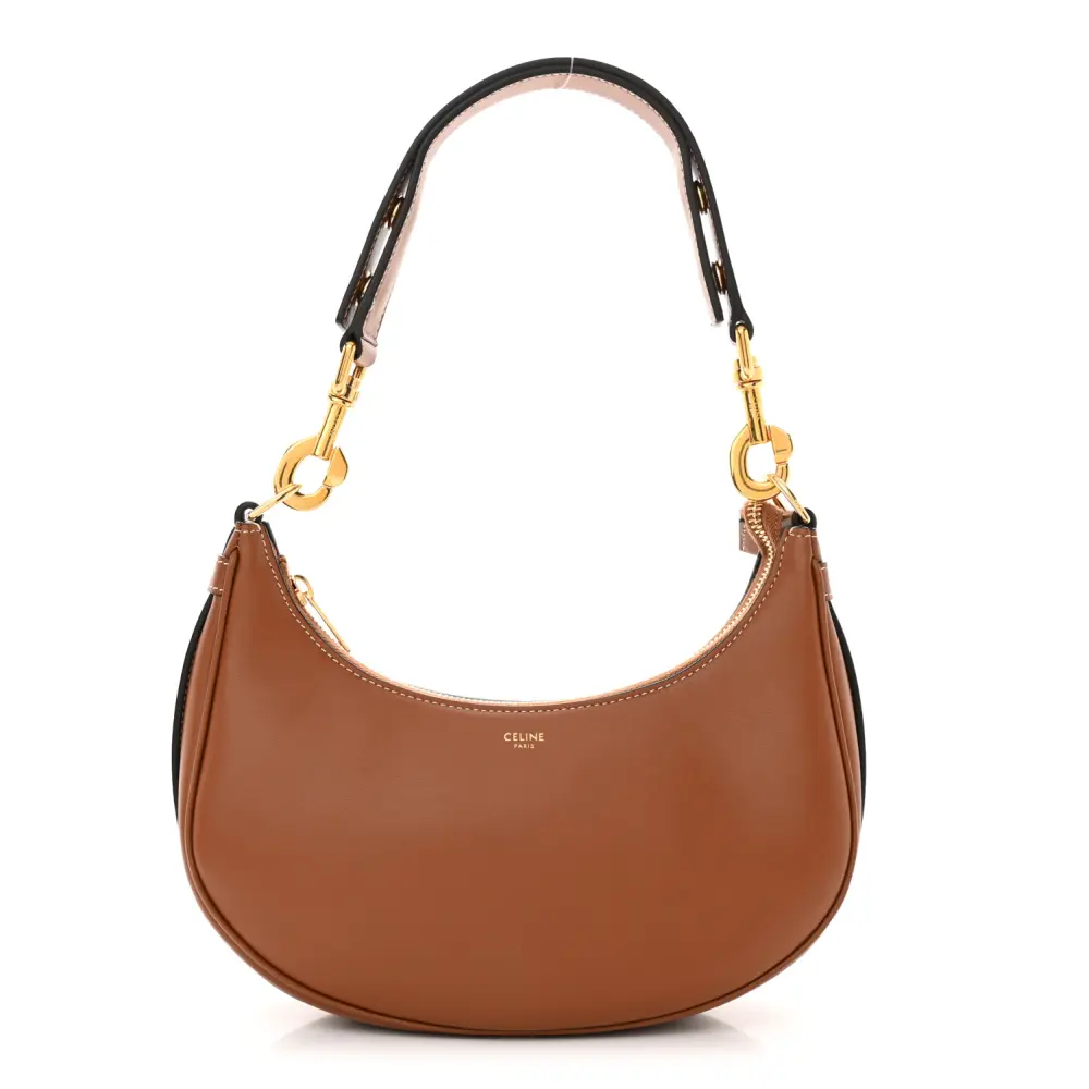 Lushentic Celine Medium Strap Ava Shoulder Bag Tan Smooth Calfskin Leather Gold Hardware Front