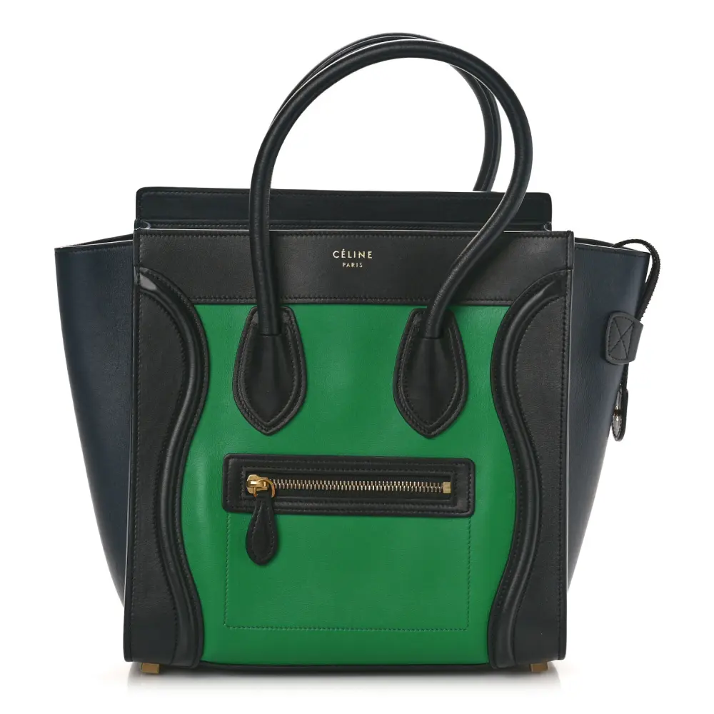 Lushentic Celine Micro Bi-Color Luggage Grass Smooth Calfskin Leather Gold Hardware Front