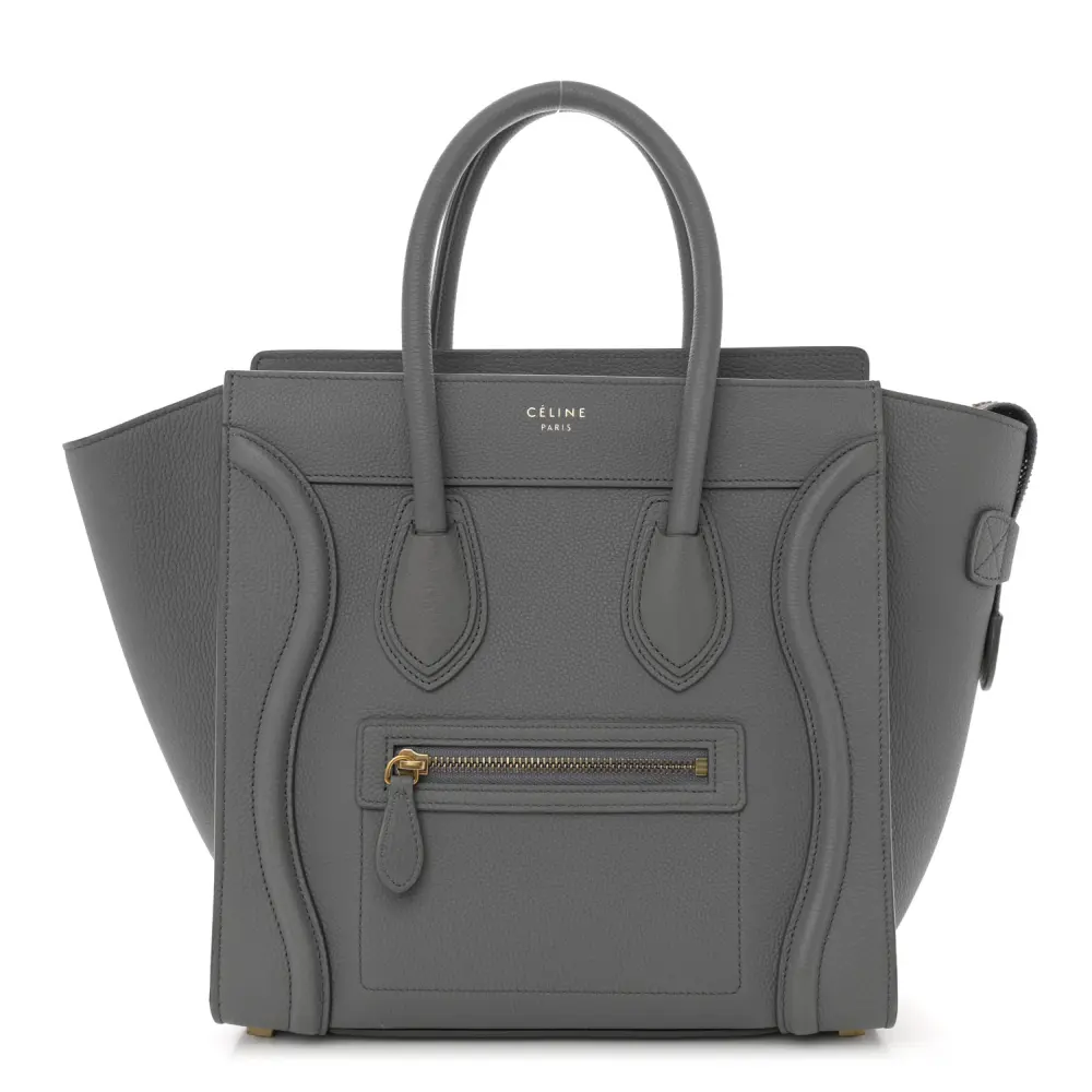 Lushentic Celine Micro Luggage Kohl Baby Drummed Calfskin Leather Gold Hardware Front