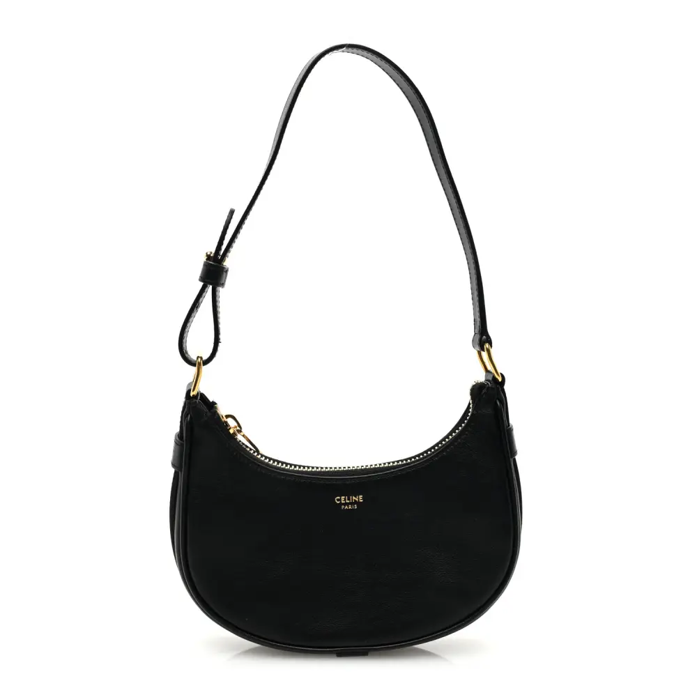 Lushentic Celine Mini Ava Shoulder Bag Black Smooth Calfskin Leather Gold Hardware Front